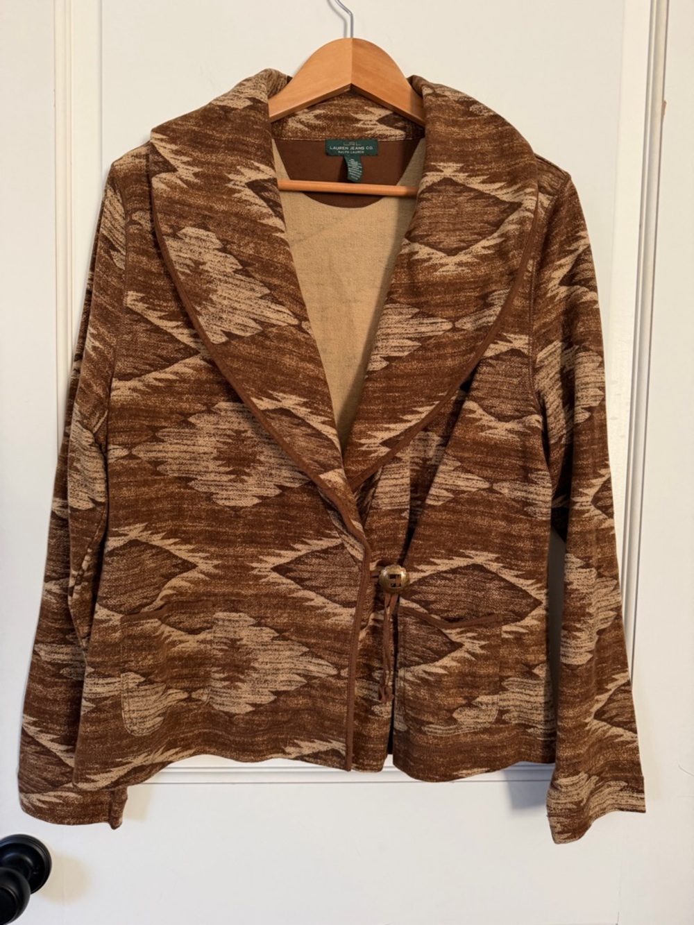 LAUREN Ralph Lauren Aztec Southwestern Shawl Collar cotton Jacket XL VGUC